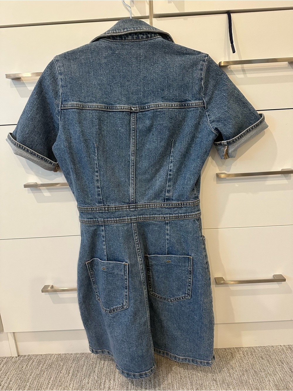 Zara Blue Denim Button-Front Mini Dress - Picture 2 of 10